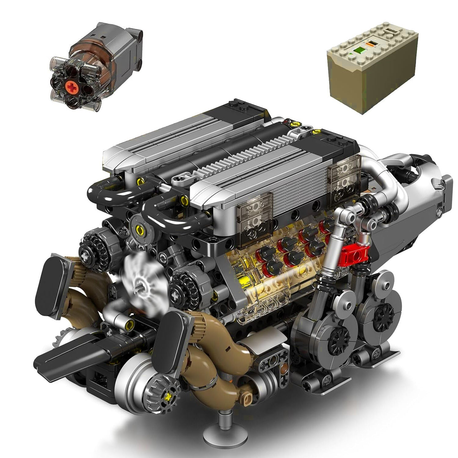 Mould King W16 Engine Building Blocks Sets (952 Pcs)- 16-Cylinder Car Engine Building Engineering Toys