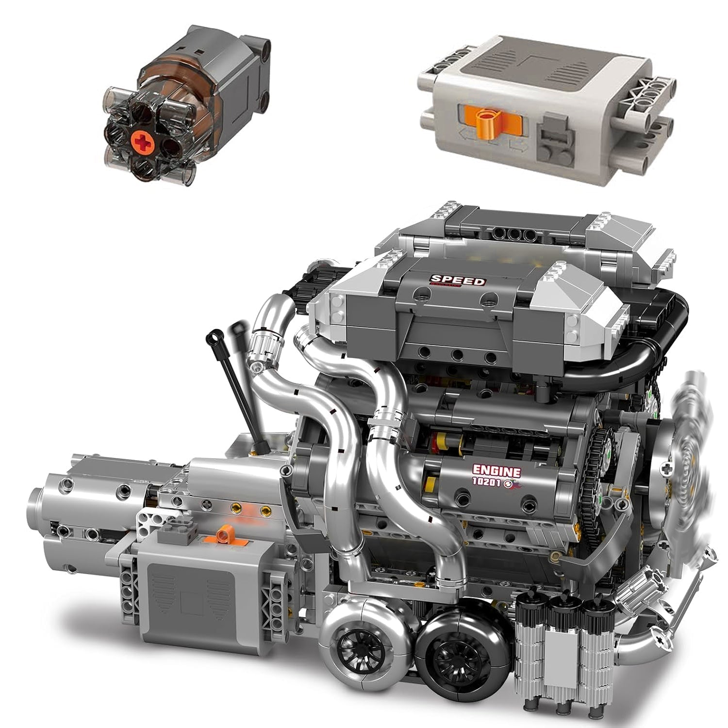 Mould King 8.0L W16 Quad Turbo Engine - 2024Pcs