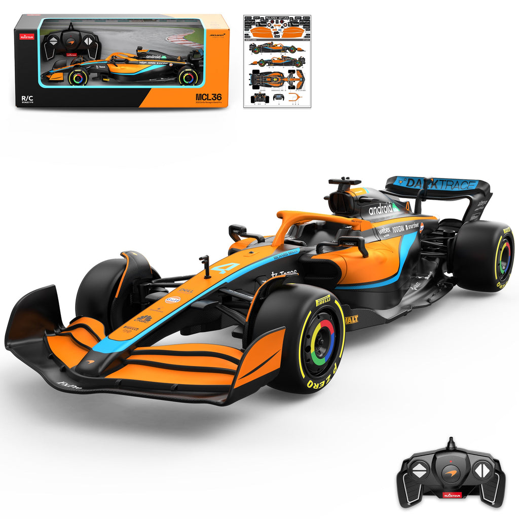 McLaren F1 MCL36 RC Car 1/18 Scale Licensed Remote Control Toy Car, Official F1 Merchandise by Rastar