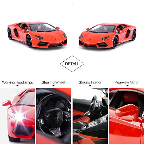 RASTAR RC Lamborghini Toy Car, 1:14 Lamborghini Aventador LP700-4 Remote Control Car, Working Lights - Orange - Voltz Toys