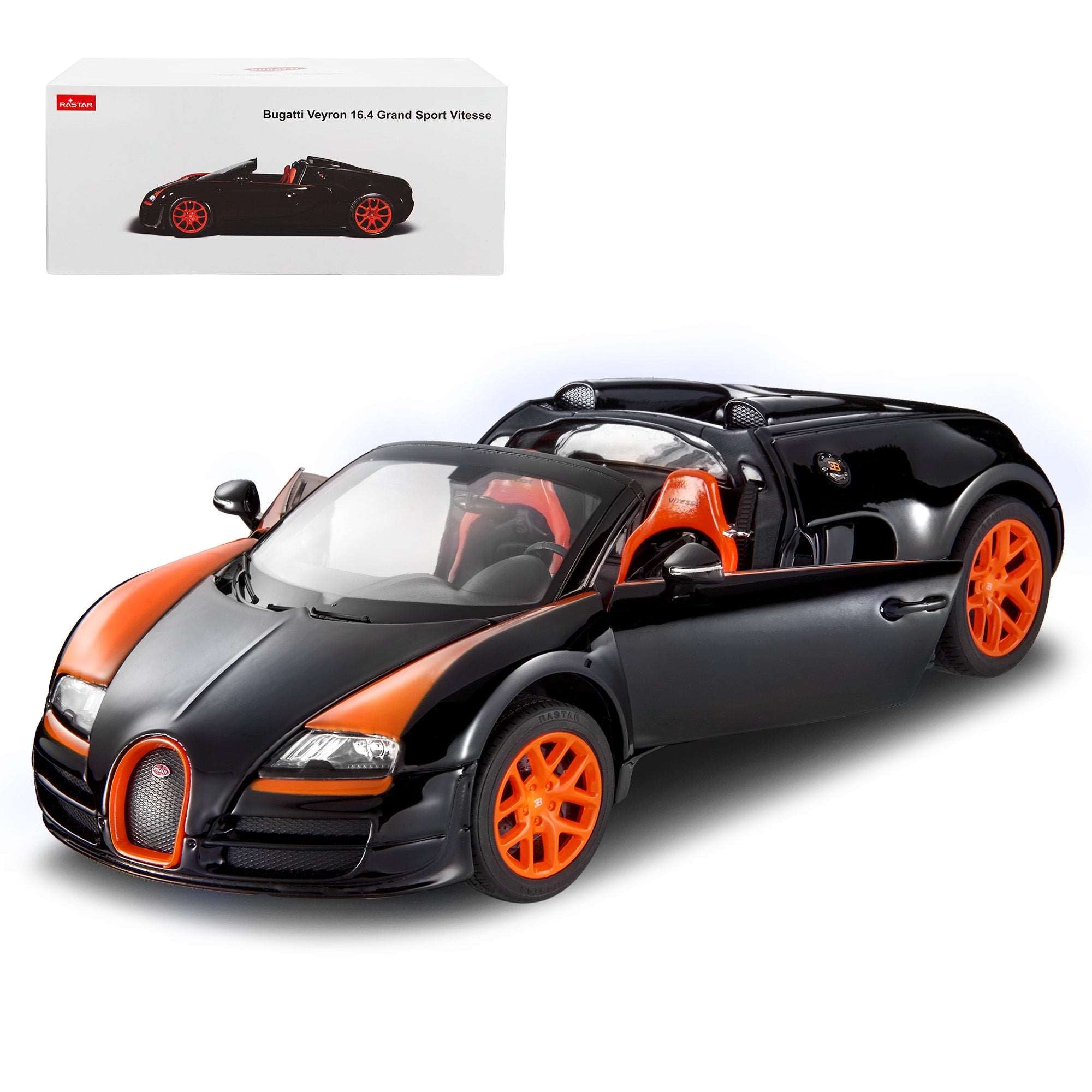 【DIECAST】Rastar 1/18 Scale Model 43900 - Bugatti Veyron 16.4 Grand Sport Vitesse - Black - Voltz Toys