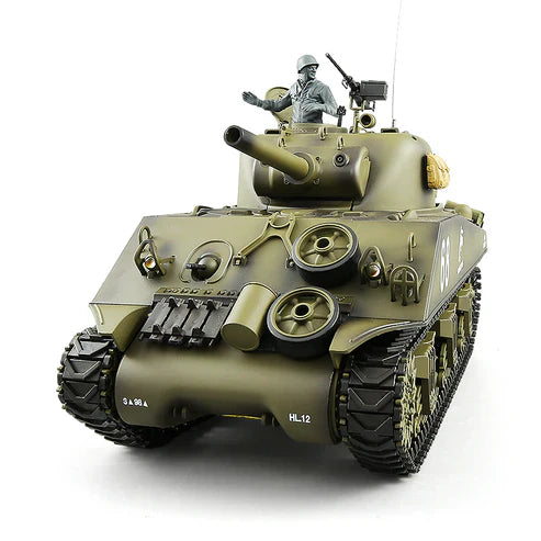 Heng Long® 1/16 RC Battle Tank M4A3 Sherman – Upgrade Edition – Metal Gearbox, 340° Rotating Turret & Infrared Battle