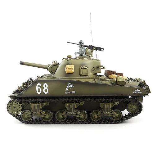 Heng Long® 1/16 RC Battle Tank M4A3 Sherman – Upgrade Edition – Metal Gearbox, 340° Rotating Turret & Infrared Battle