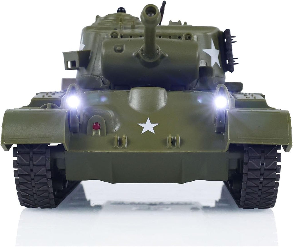 Toy tank model with a star emblem on a white background