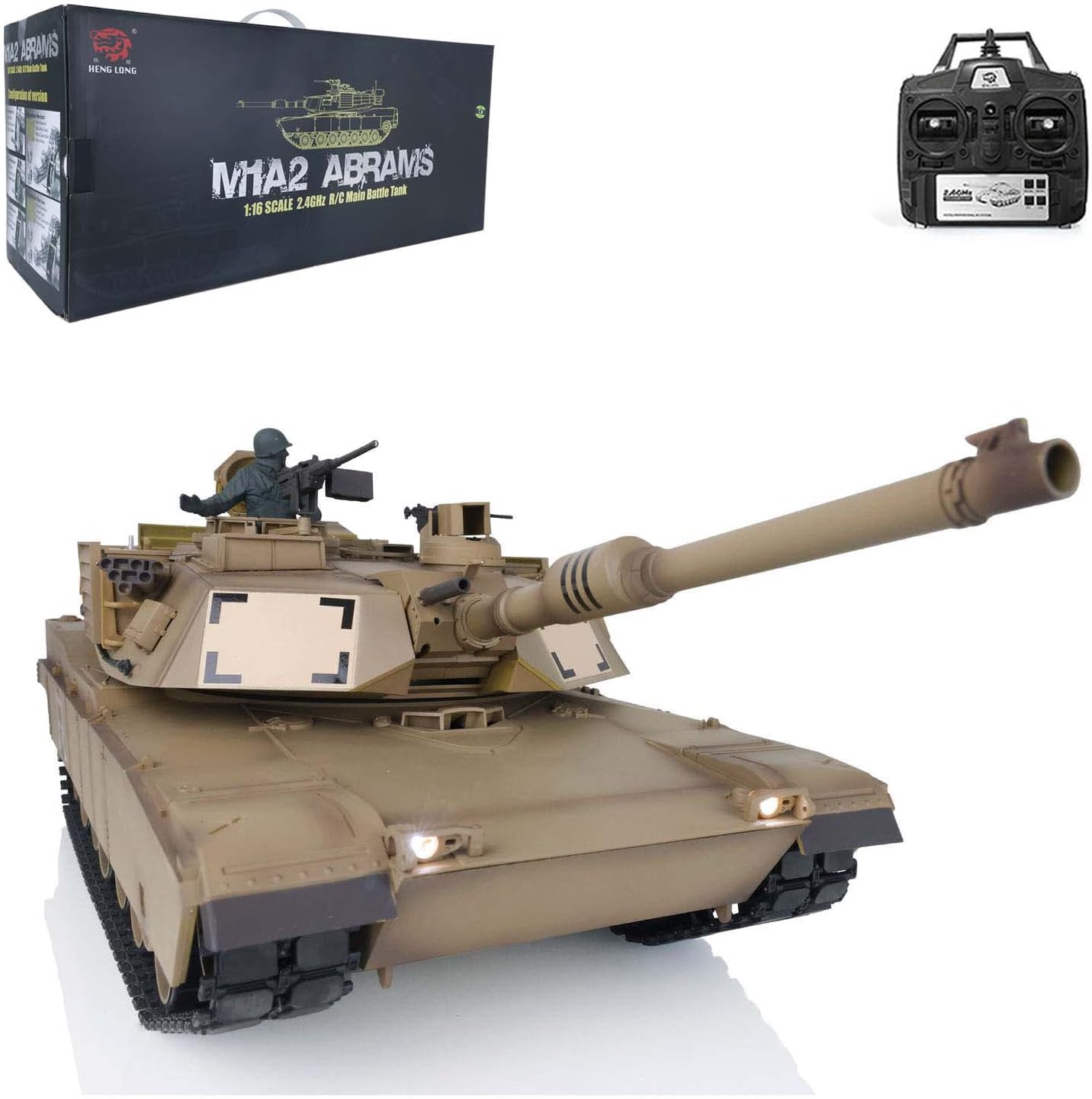 Heng Long® 1/16 RC Tank U.S.A M1A2 Abrams – Upgrade Edition – Metal Gearbox, Infrared Battle & Real Sound Effects