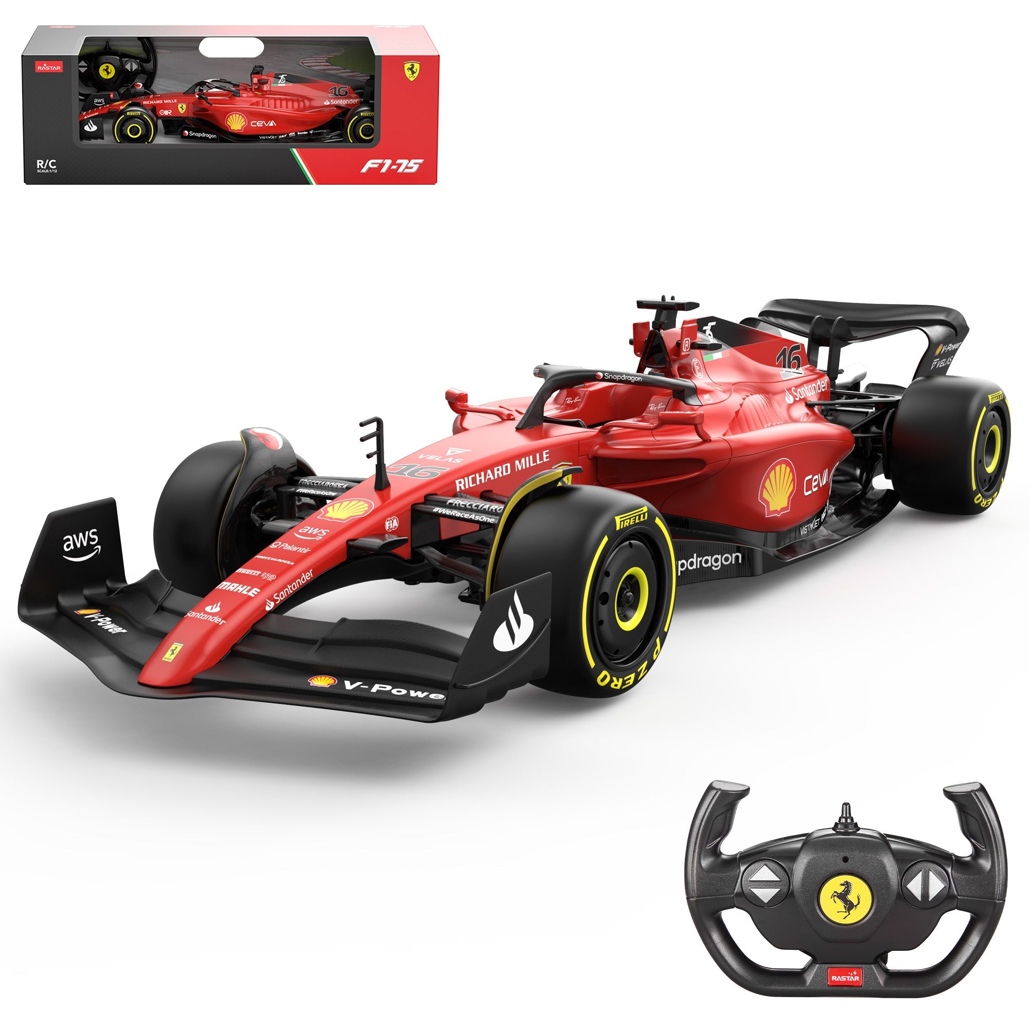 Ferrari F1 75 RC Car 1/12 Scale Licensed Remote Control Toy Car, Official F1 Merchandise by Rastar