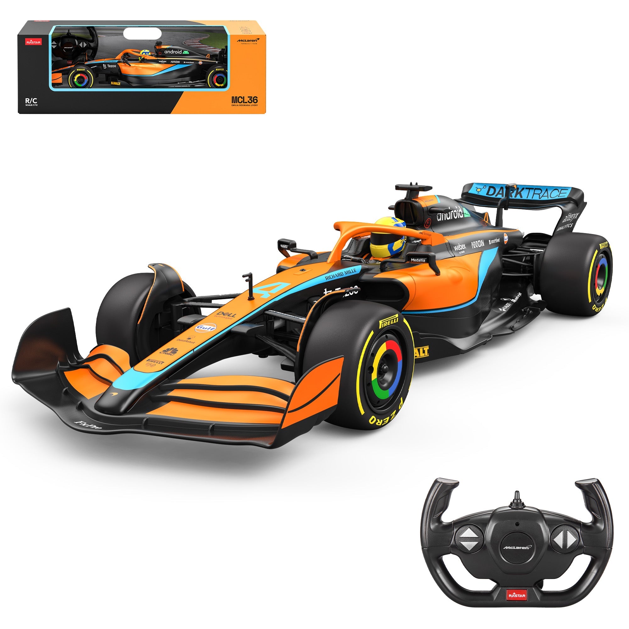 McLaren F1 MCL36 RC Car 1/12 Scale Licensed Remote Control Toy Car, Official F1 Merchandise by Rastar