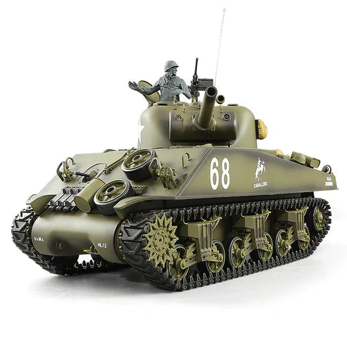 Heng Long® 1/16 RC Battle Tank M4A3 Sherman – Upgrade Edition – Metal Gearbox, 340° Rotating Turret & Infrared Battle