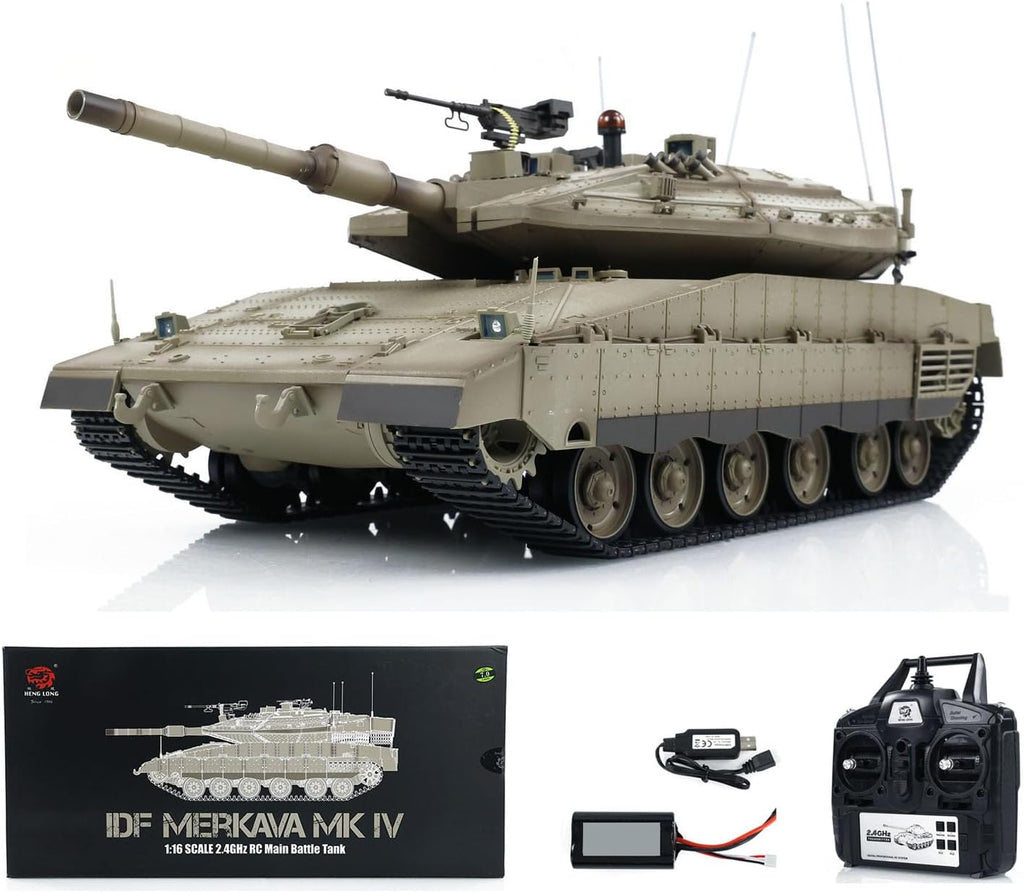 Heng Long® 1/16 RC Battle Tank Merkava MK IV – Upgrade Edition – Metal Gearbox, Infrared Battle, Real Sound & BB Shooting
