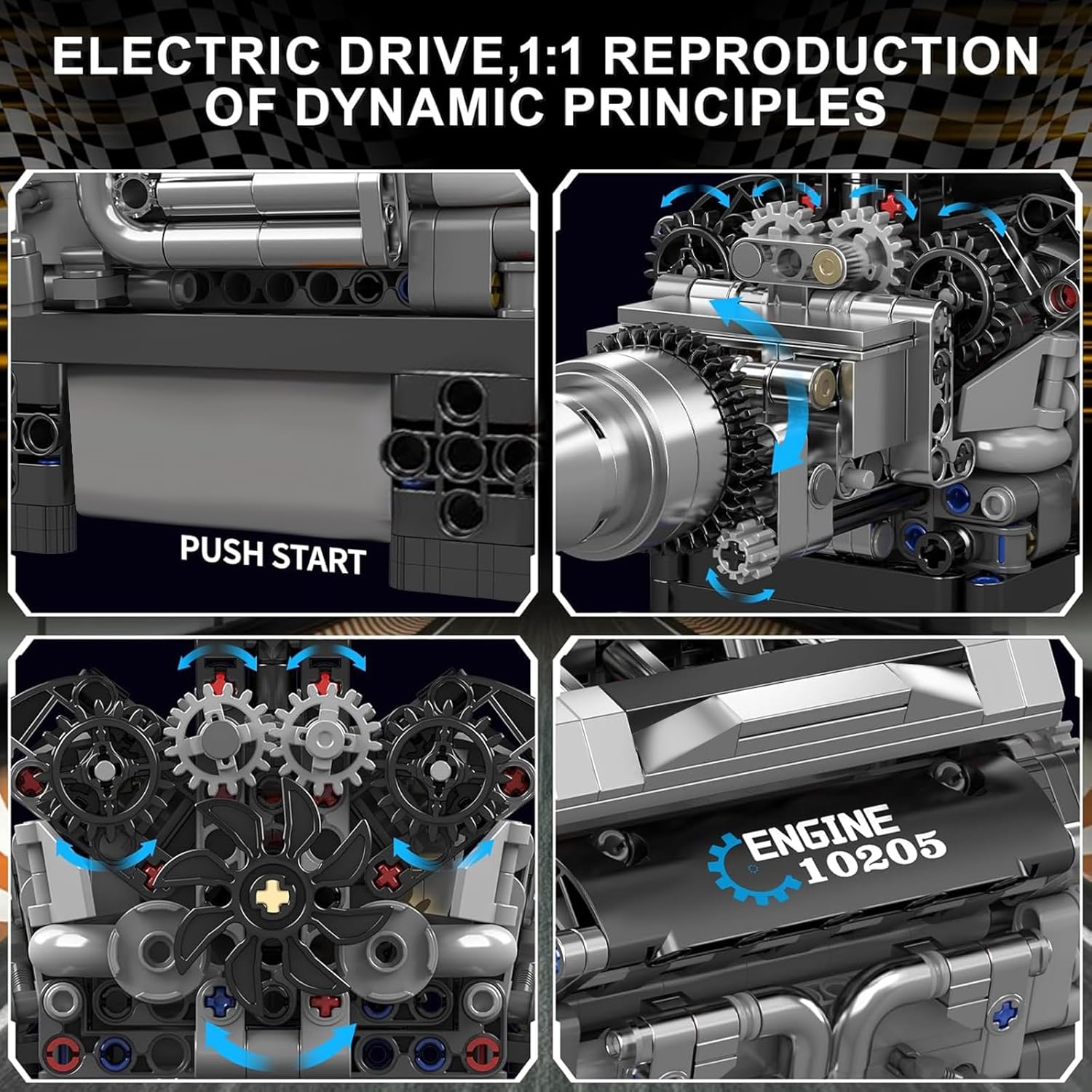 Mould King V12 Engine Building Blocks Luxury Car Engine Model kit 12-Cylinder Engine Building Engineering Toys for Adults (733+PCS)