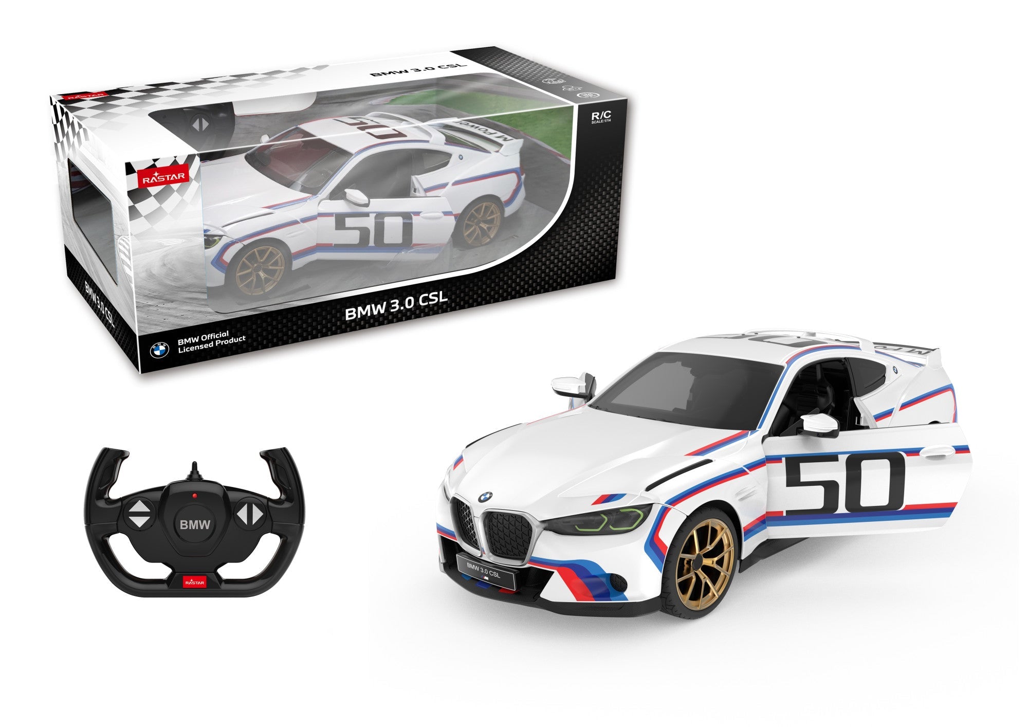 BMW 3.0 CSL RC Car 1/14 Scale Licensed Remote Control Toy Car by Rastar