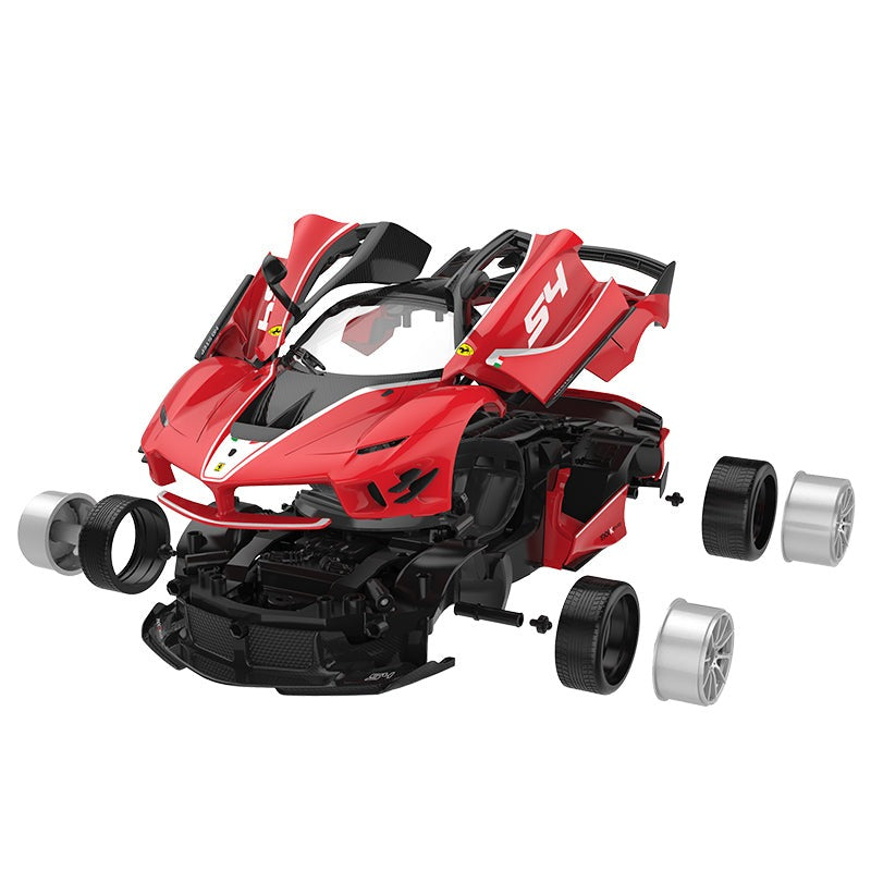 Ferrari FXXK EVO 1/18 Scale DIY Building Kit Licensed with Remote Control and Customization Stickers by Rastar, 92pcs