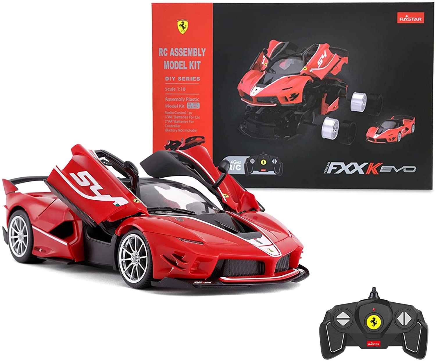 【BUILDING KIT】Rastar 1/18 Ferrari FXX-K EVO DIY Building Kit with Remote Control, 92pcs - Voltz Toys