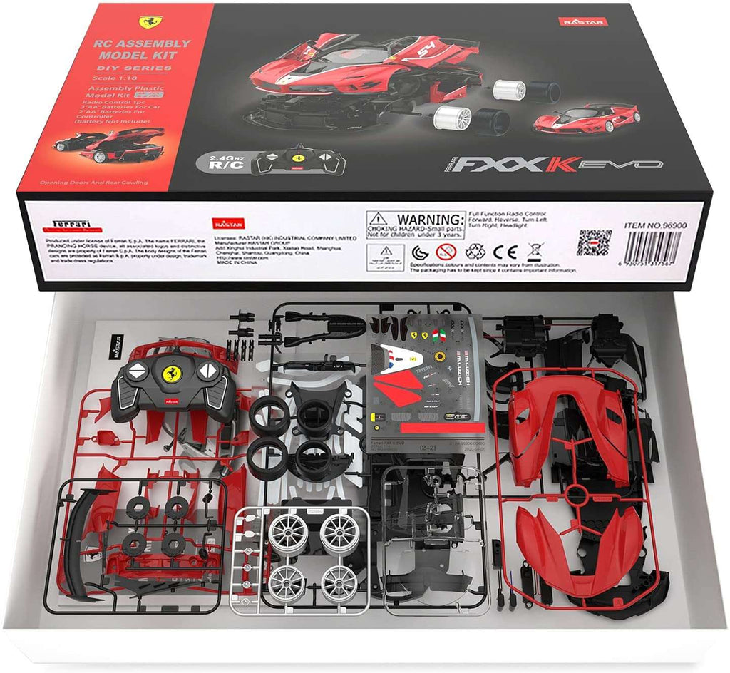 【BUILDING KIT】Rastar 1/18 Ferrari FXX-K EVO DIY Building Kit with Remote Control, 92pcs - Voltz Toys