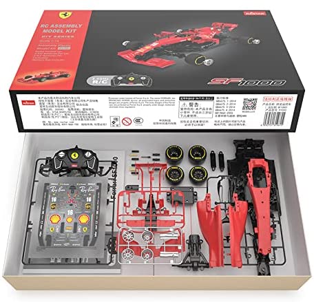 Ferrari SF1000 F1 Supercar 1/16 Scale DIY Building Kit Licensed with Remote Control and Customization Stickers by Rastar, 65pcs