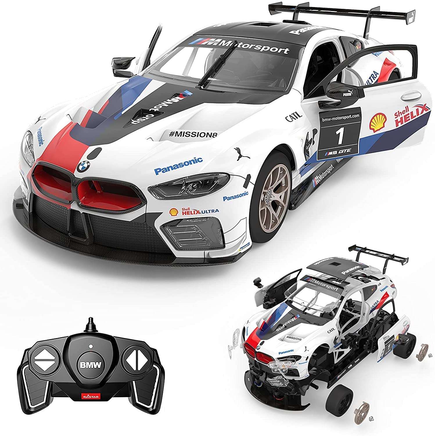 【BUILDING KIT】Rastar 1:18 BMW M8 GTE DIY Building Kit with Remote Control, 74pcs - Voltz Toys