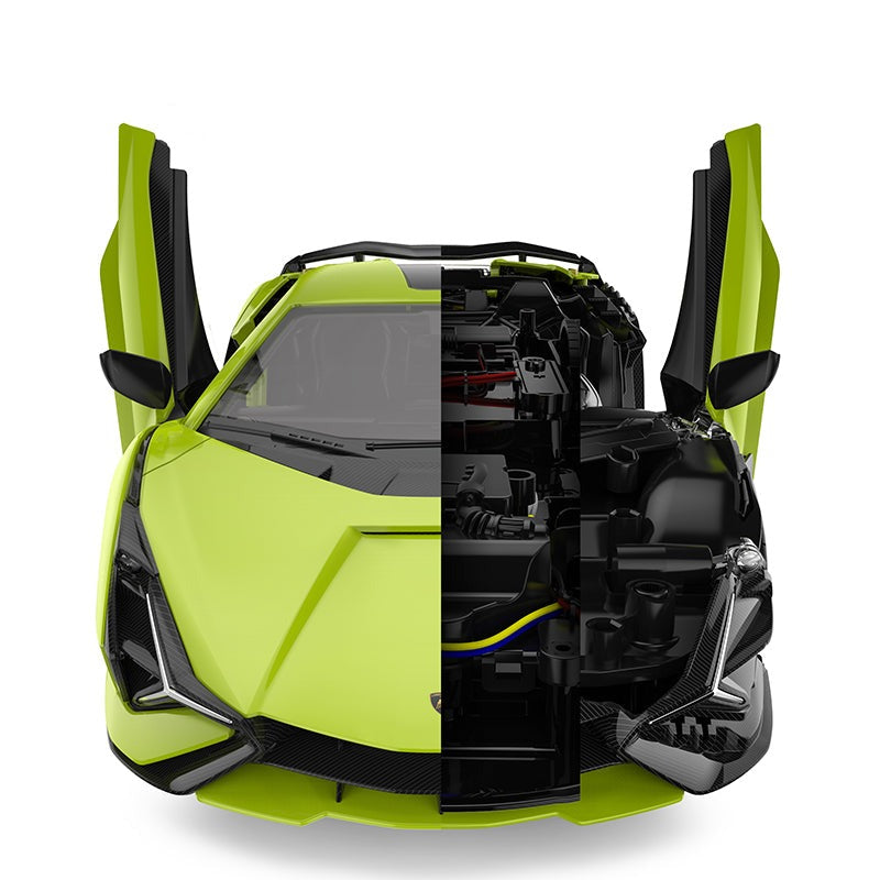 Lamborghini Sian 1/18 Scale DIY Building Kit Licensed with Remote Control and Customization Stickers by Rastar, 72pcs