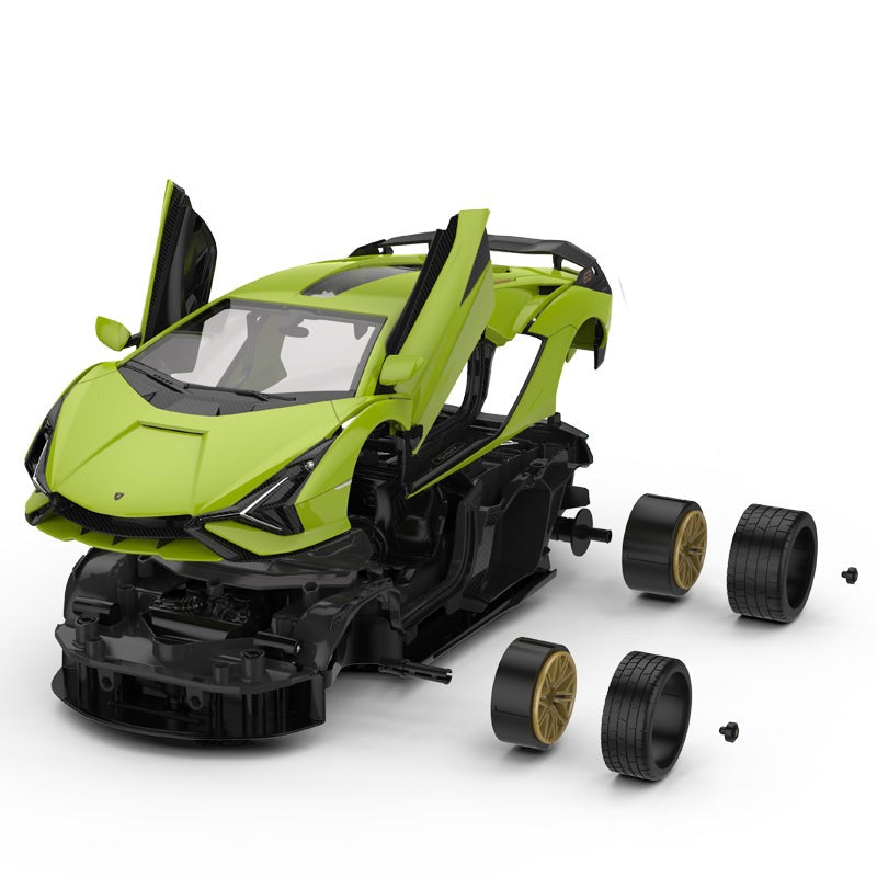 Lamborghini Sian 1/18 Scale DIY Building Kit Licensed with Remote Control and Customization Stickers by Rastar, 72pcs