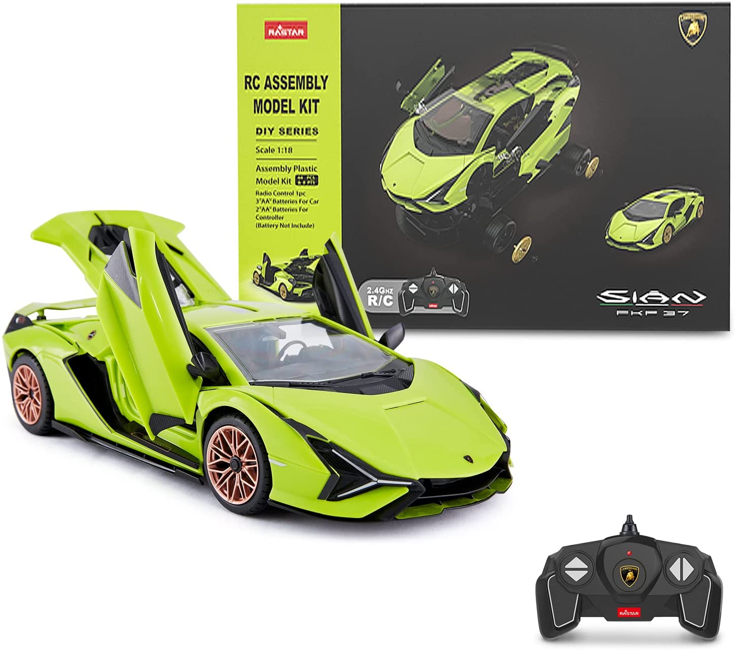 【BUILDING KIT】Rastar 1:18 Lamborghini Sian DIY Building Kit with Remote Control, 72pcs - Voltz Toys