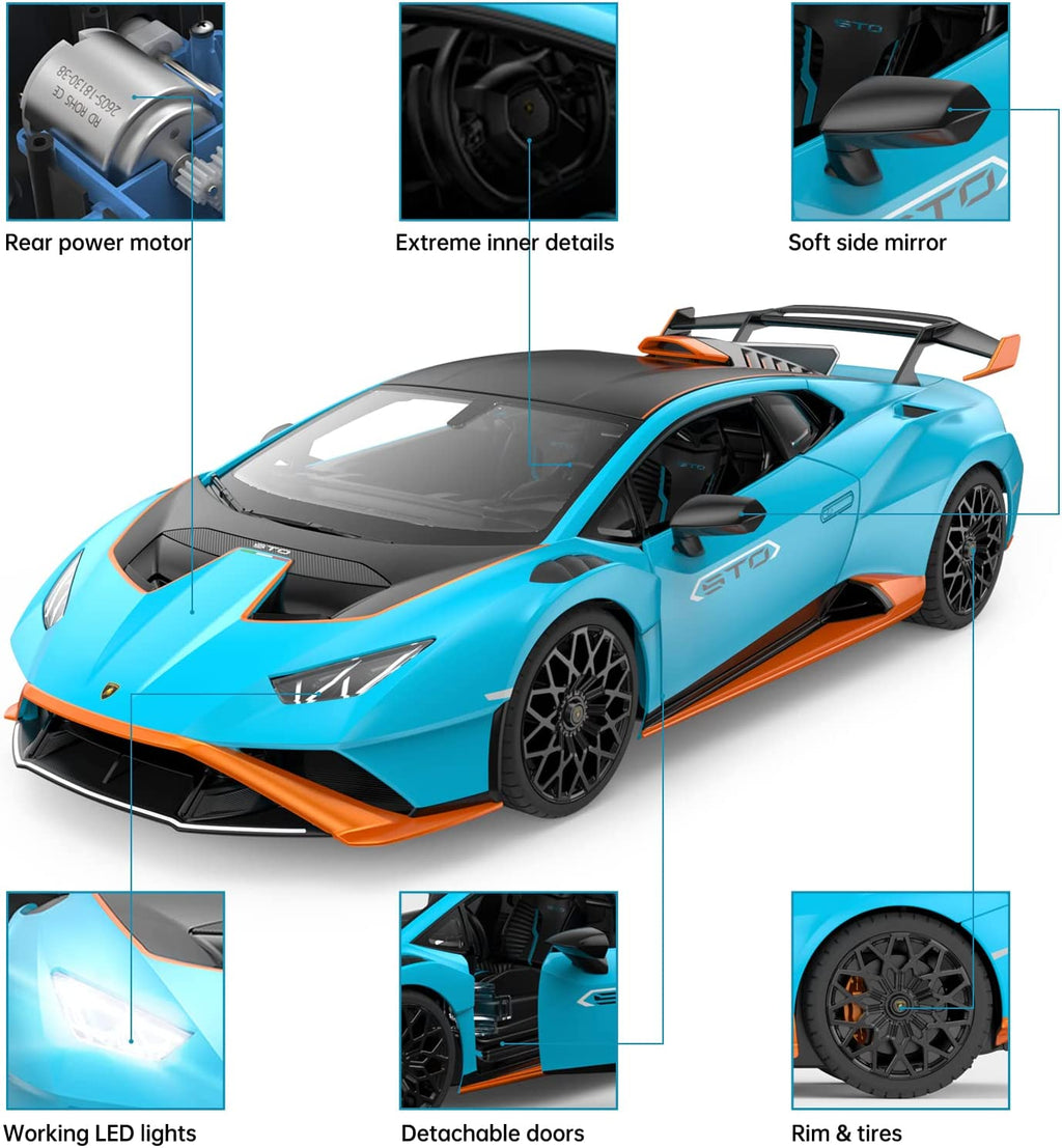 Lamborghini Huracan STO RC Car 1/14 Scale Licensed Remote Control Toy Car with Open Doors and Working Lights by Rastar