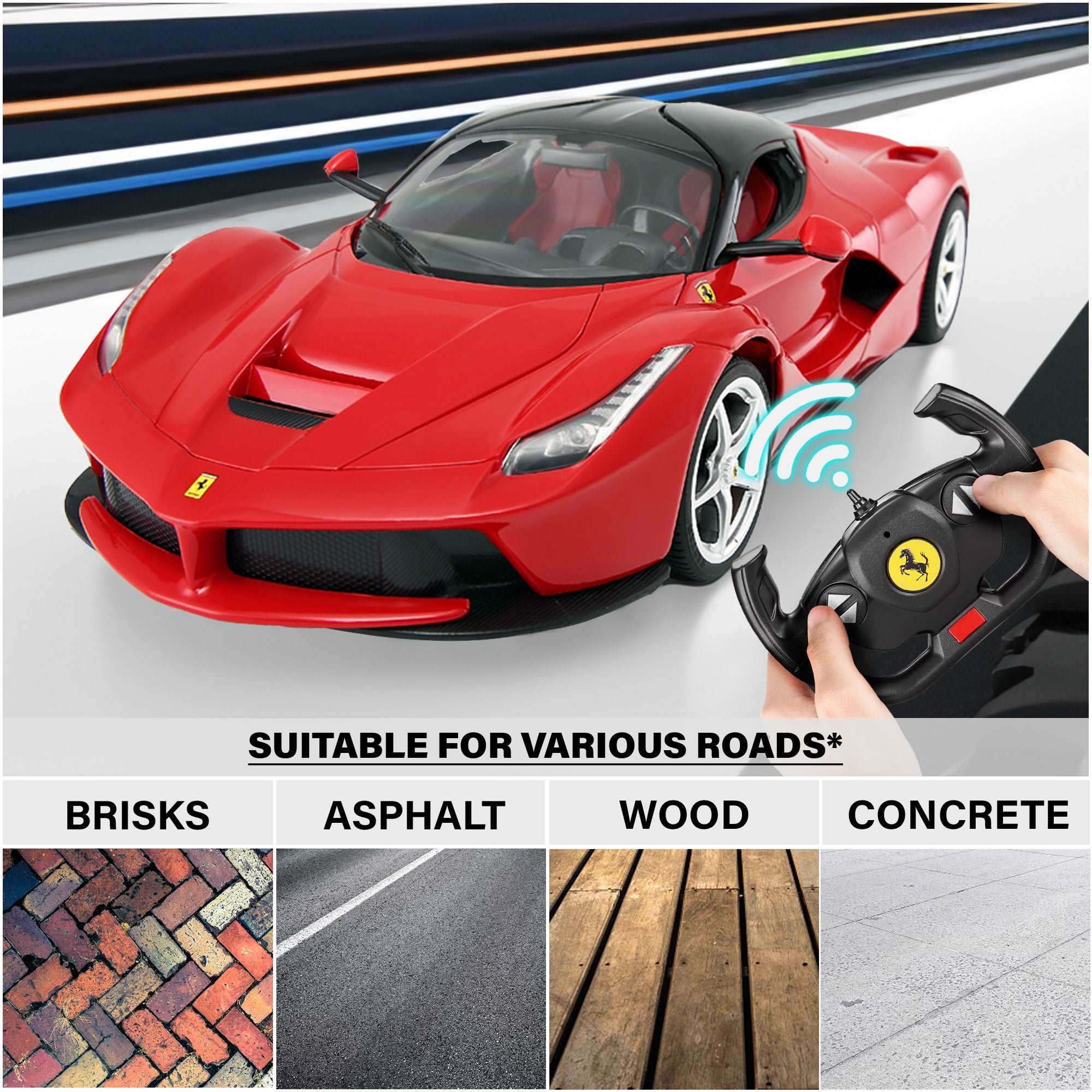 Ferrari LaFerrari RC Car 1/14 Scale Licensed Remote Control Toy Car with Open Butterfly Doors and Working Lights by Rastar