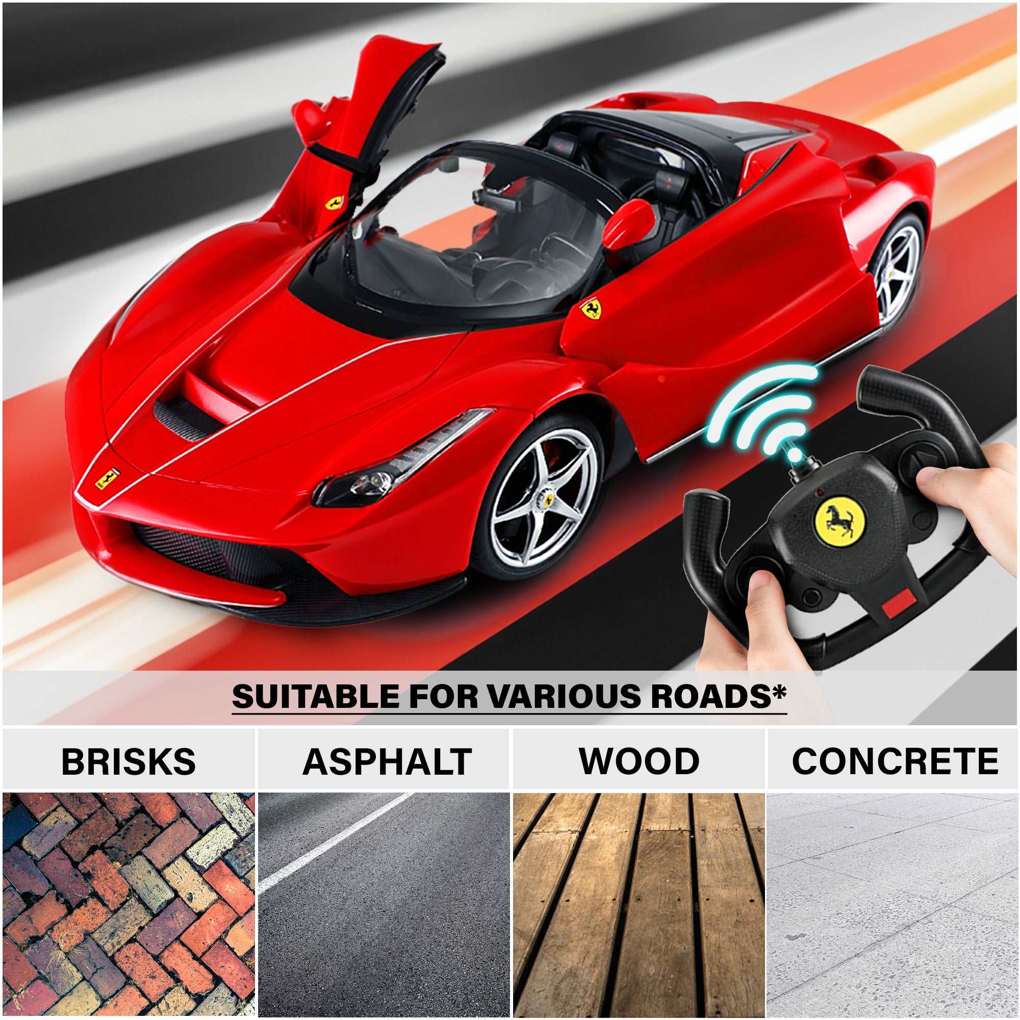 Ferrari LaFerrari Aperta RC Car 1/14 Scale Licensed Remote Control Toy Car with Drift Function, Open Doors and Working Lights by Rastar