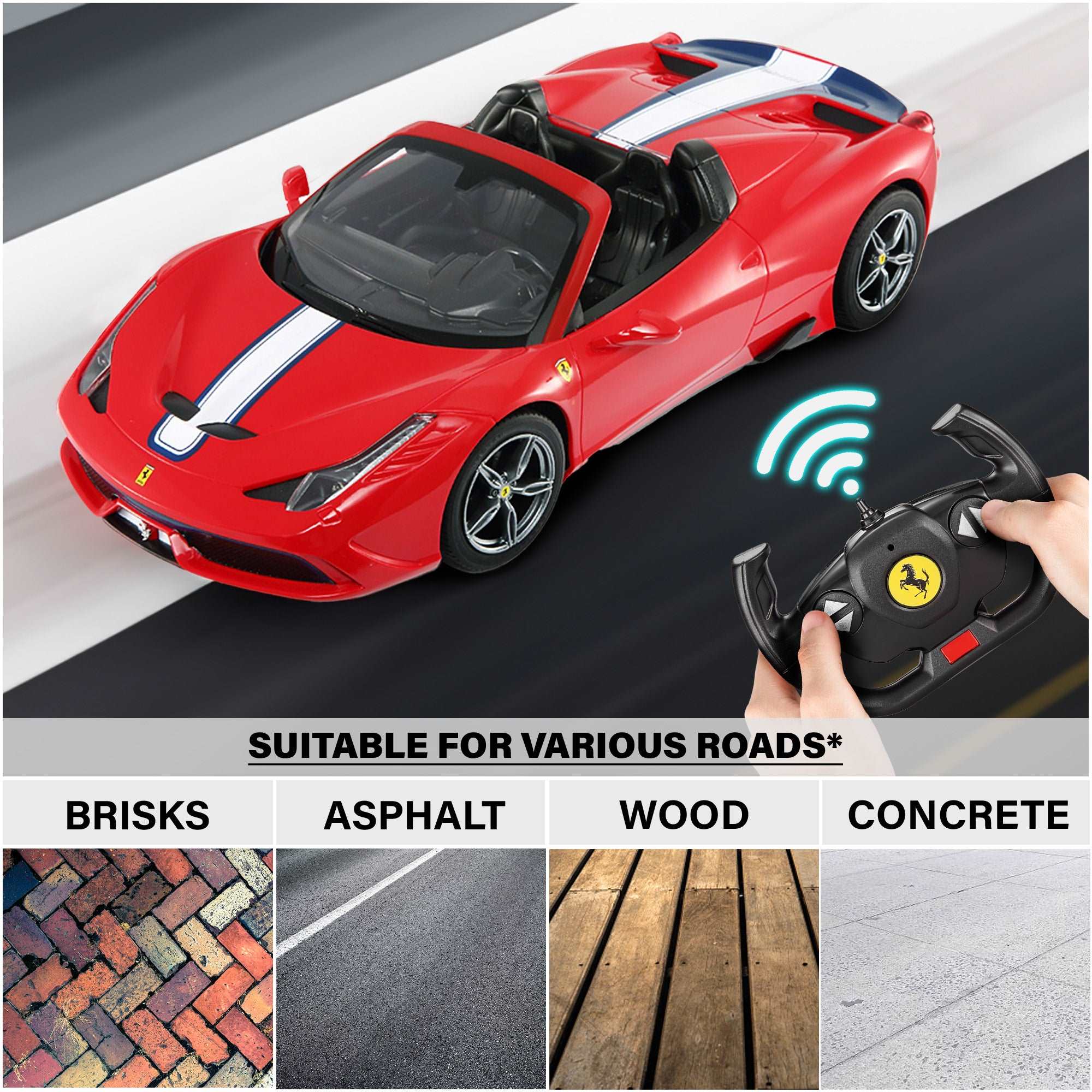 Ferrari 458 Speciale A Convertible RC Car 1/14 Scale Licensed Remote Control Toy Car with Working Lights by Rastar