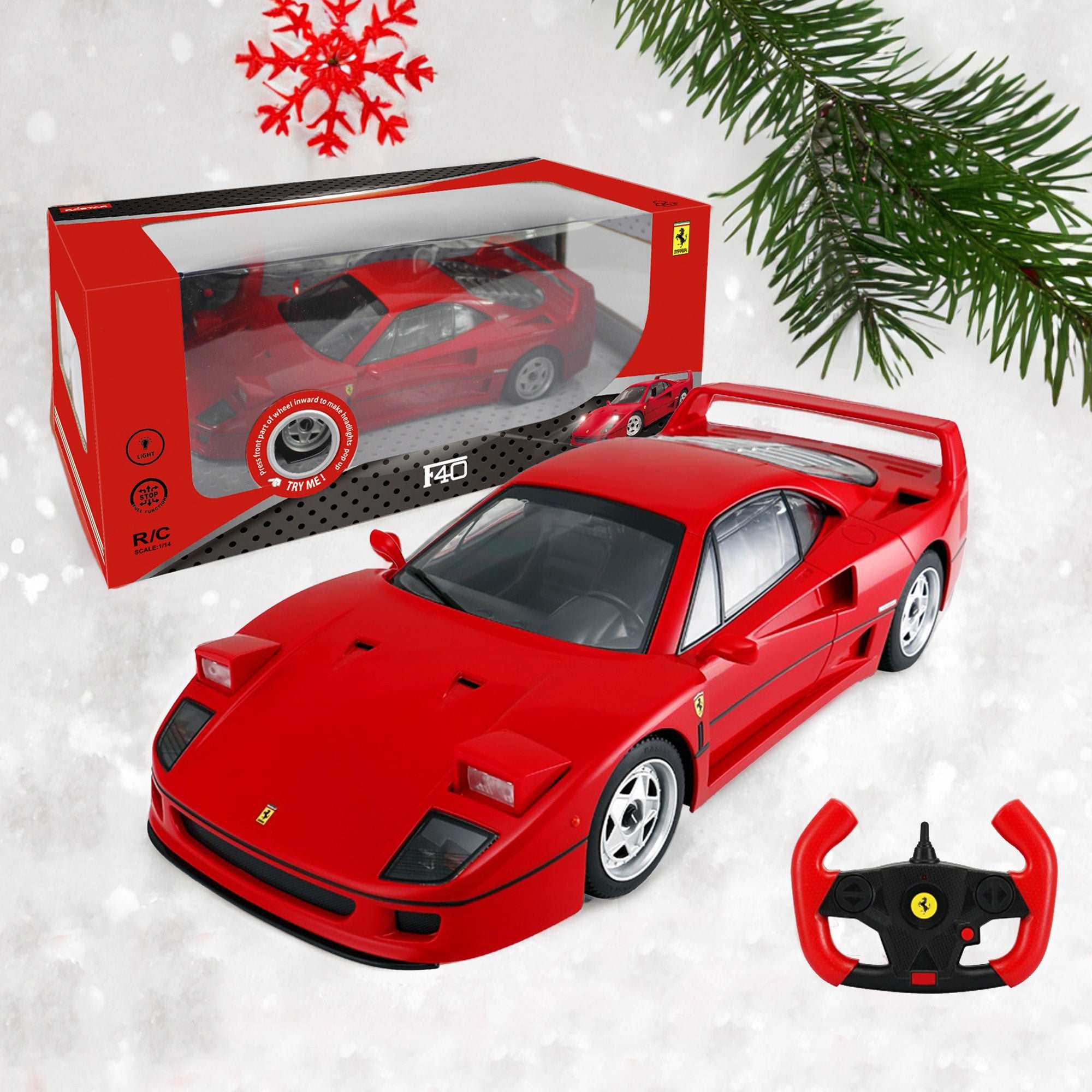 Ferrari F40 RC Car 1/14 Scale Licensed Remote Control Toy Car with Pop-up Headlights by Rastar