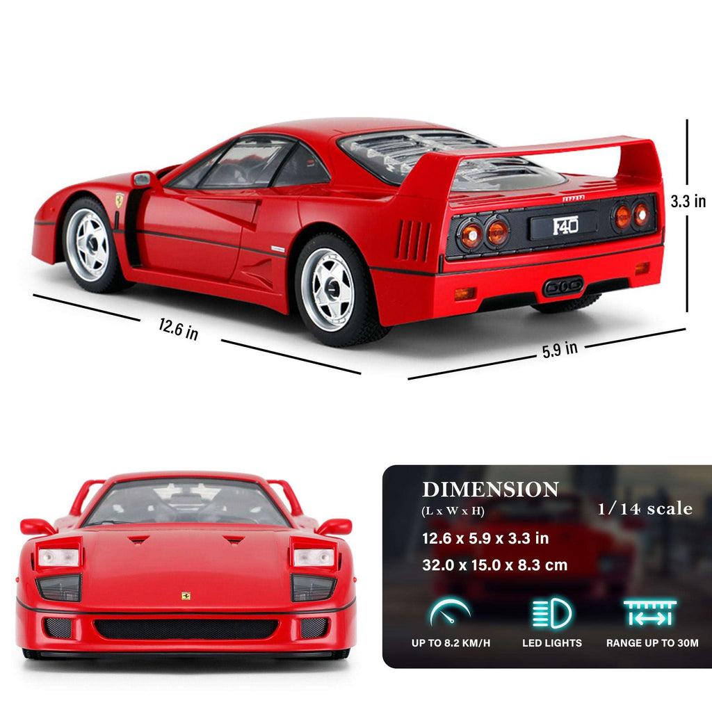Ferrari F40 RC Car 1/14 Scale Licensed Remote Control Toy Car with Pop-up Headlights by Rastar