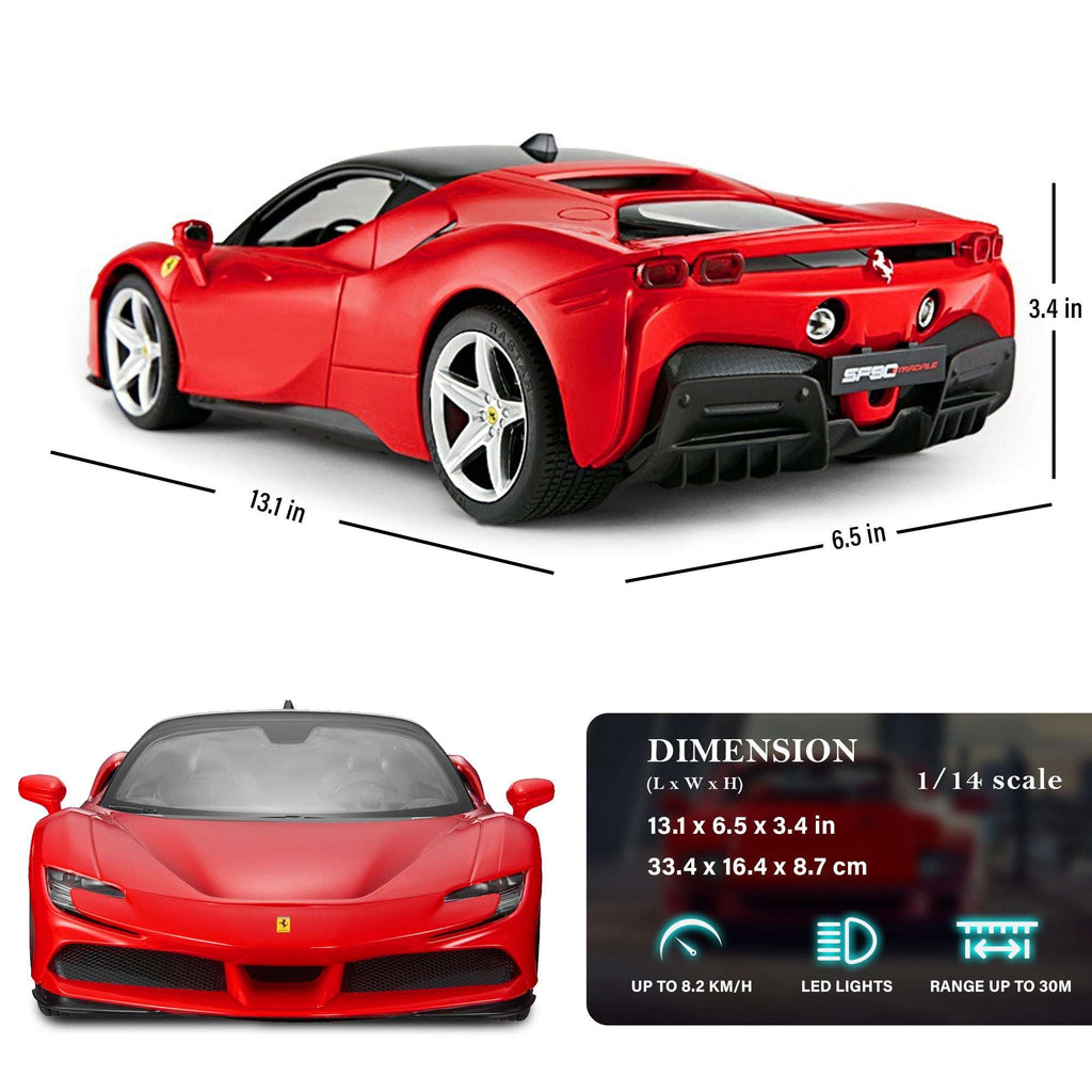 Ferrari SF90 Stradale RC Car 1/14 Scale Licensed Remote Control Toy Car with Working Lights, Rastar