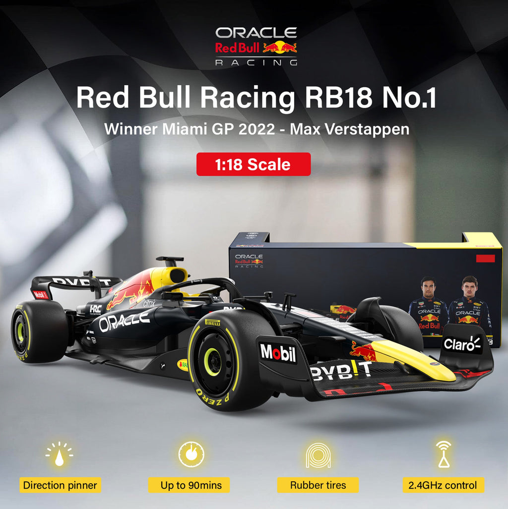 Oracle Red Bull Racing RB18 RC Car 1/18 Scale Licensed Remote Control Toy Car, Official F1 Merchandise by Rastar
