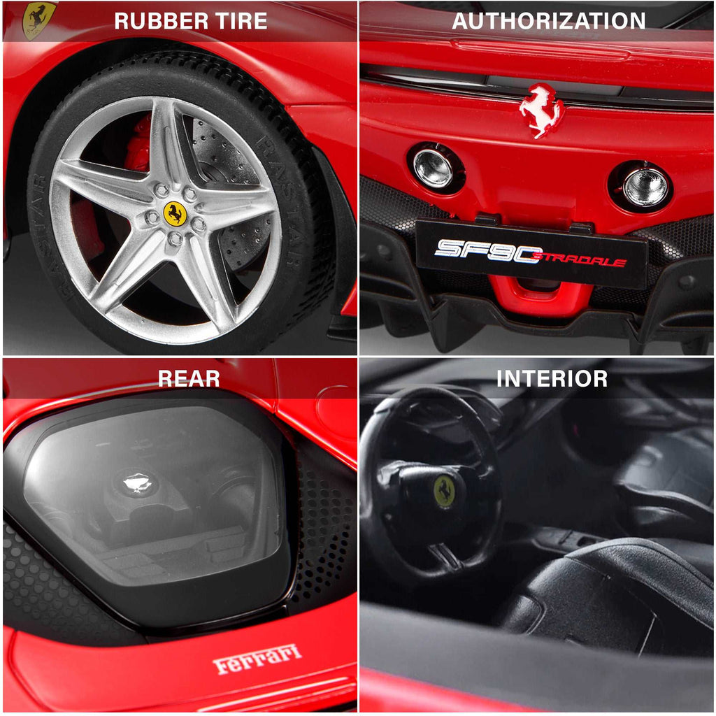 Ferrari SF90 Stradale RC Car 1/14 Scale Licensed Remote Control Toy Car with Working Lights, Rastar