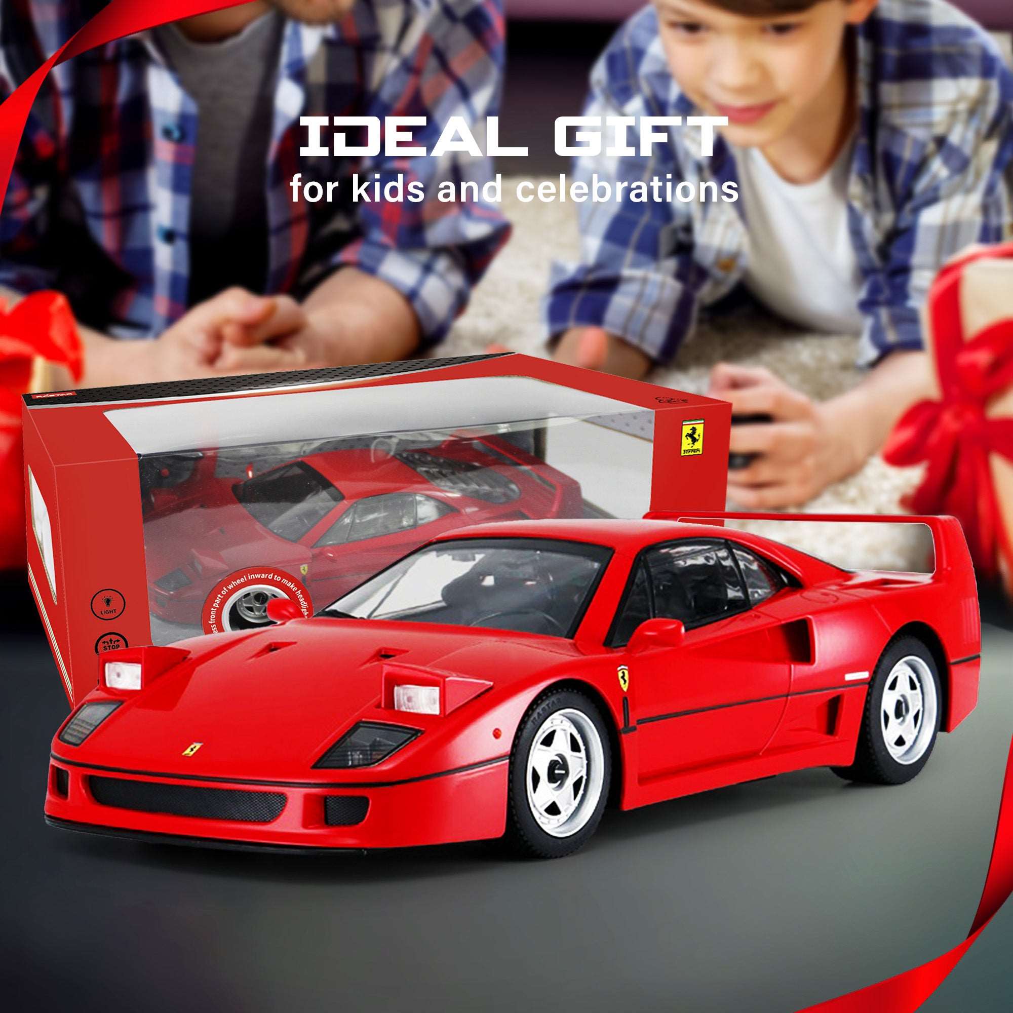 Ferrari F40 RC Car 1/14 Scale Licensed Remote Control Toy Car with Pop-up Headlights by Rastar