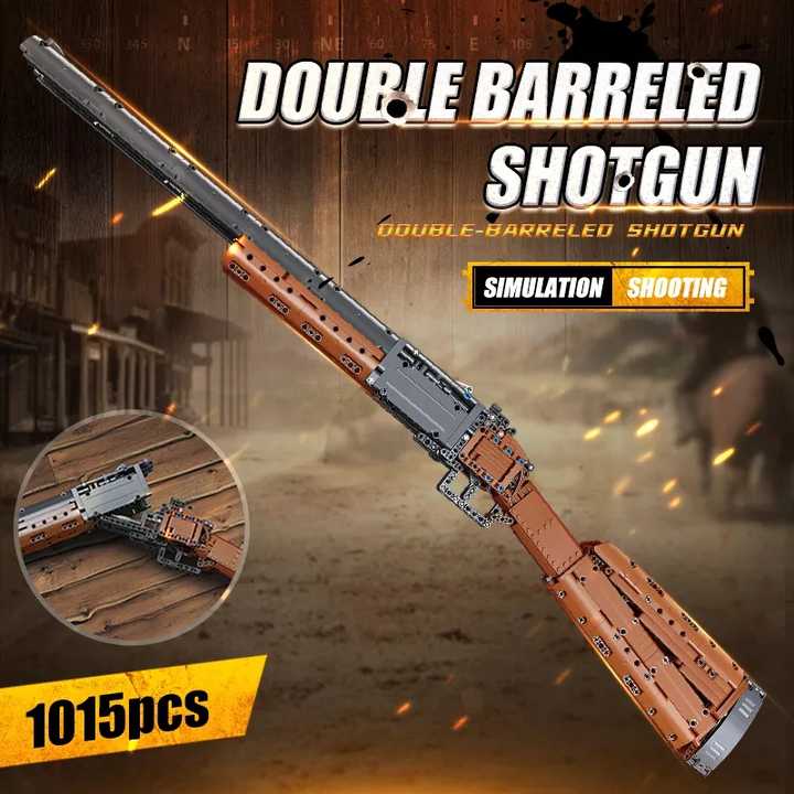 Double Barrel Shotgun building block toy, a challenging 1015-piece construction toy for boys who enjoy model weapons.