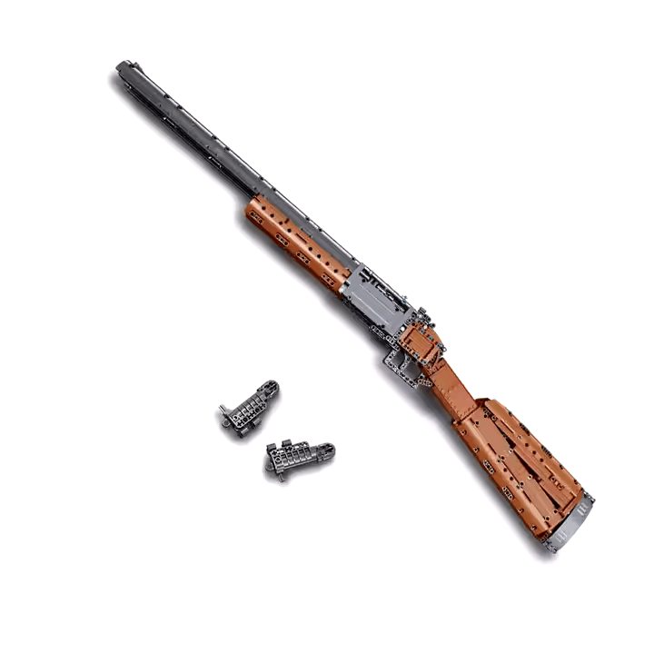 1015-piece Mould King Double Barrel Shotgun children's toy gun, perfect military building block set for kids and collectors.