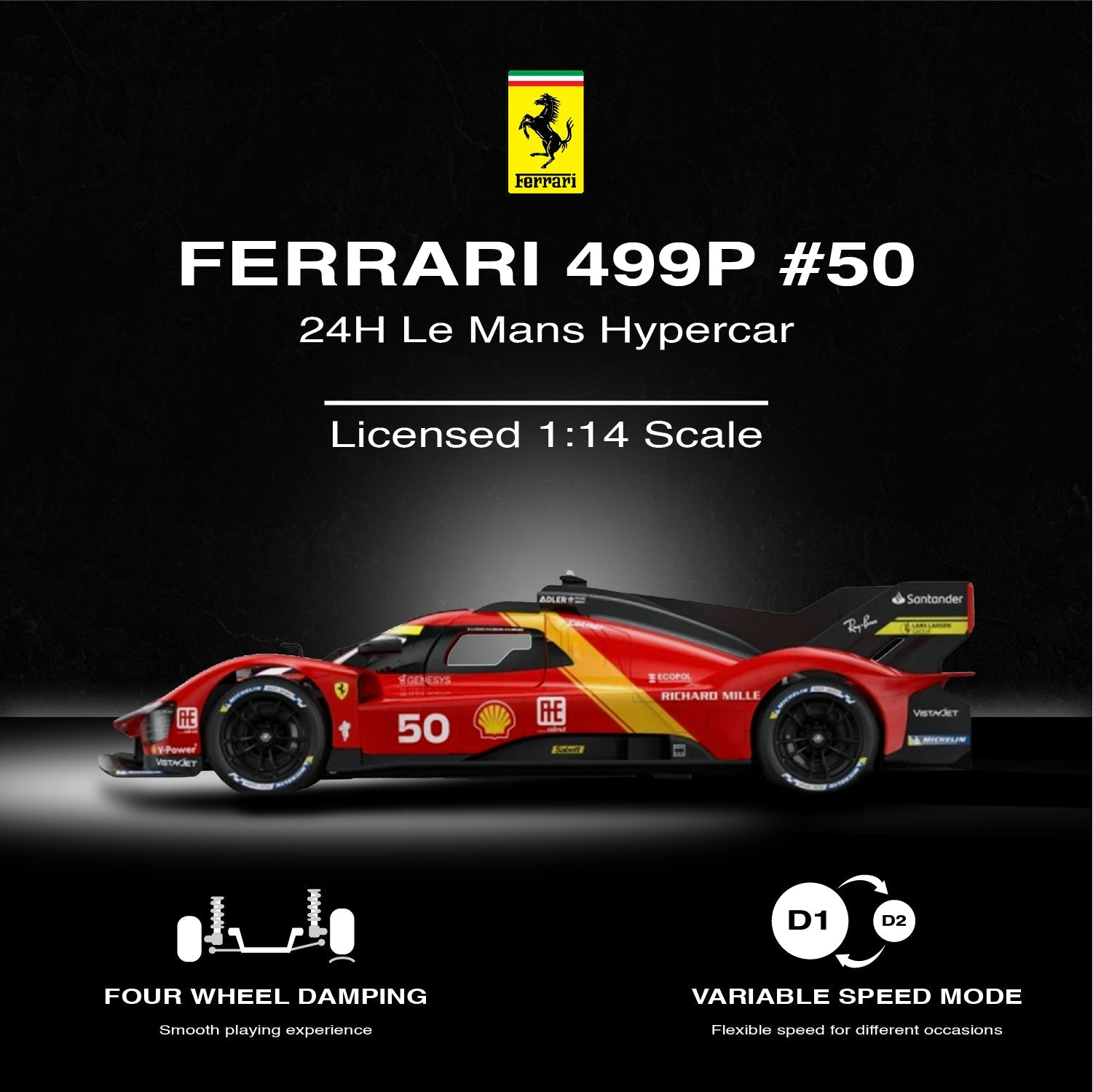 Ferrari 499P RC Car 1/14 Scale Licensed Remote Control Toy Car by Rastar