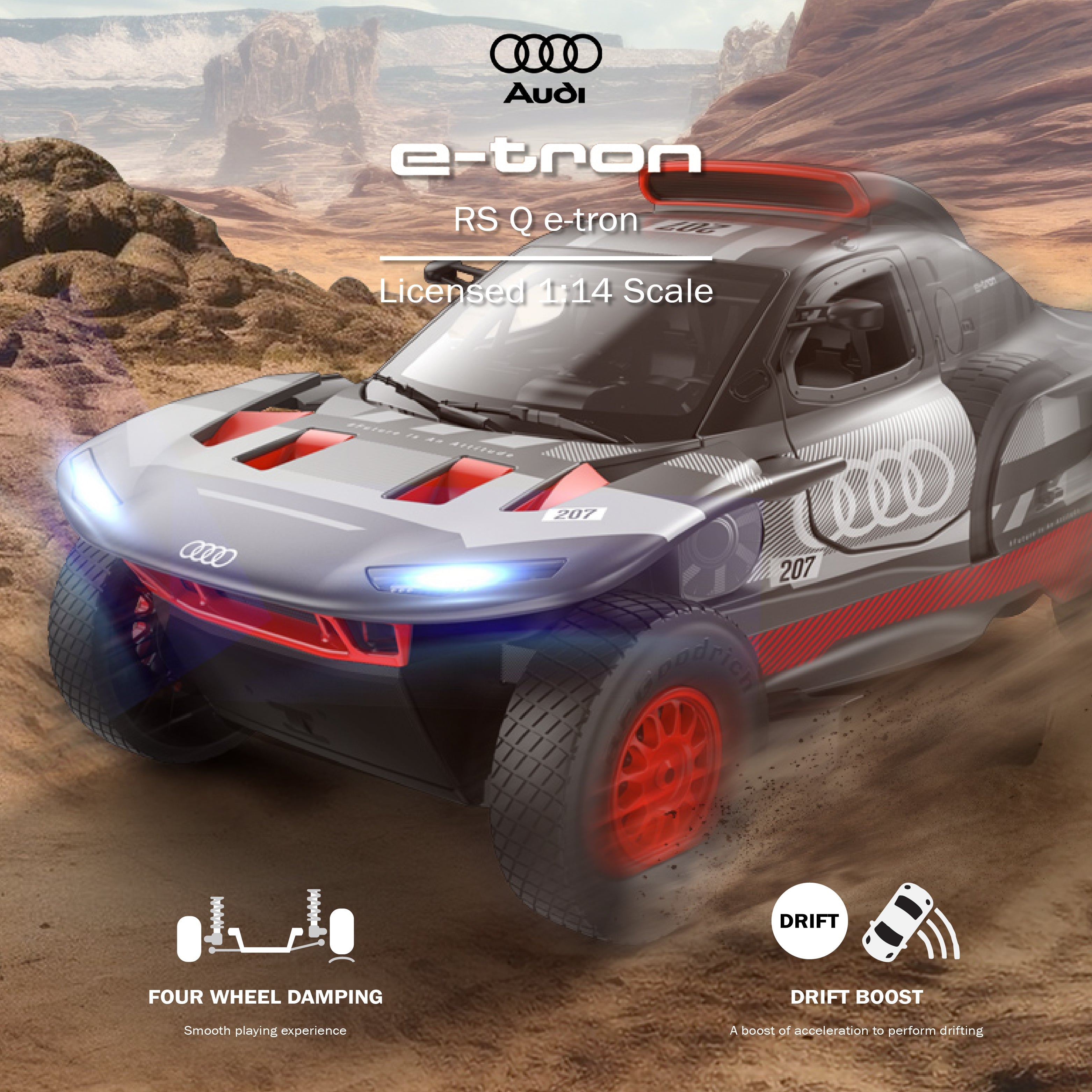 AUDI RS Q e-tron RC Car 1/14 Scale Licensed Remote Control Toy Car by Rastar