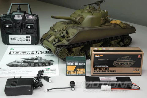 Heng Long® 1/16 RC Battle Tank M4A3 Sherman – Upgrade Edition – Metal Gearbox, 340° Rotating Turret & Infrared Battle