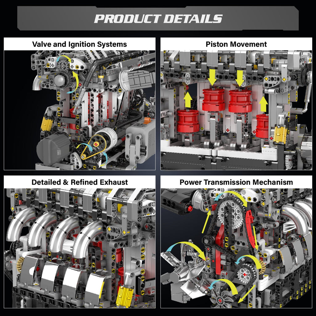 Mould King L4 Casoline Engine Building Blocks Kit - 1787Pcs