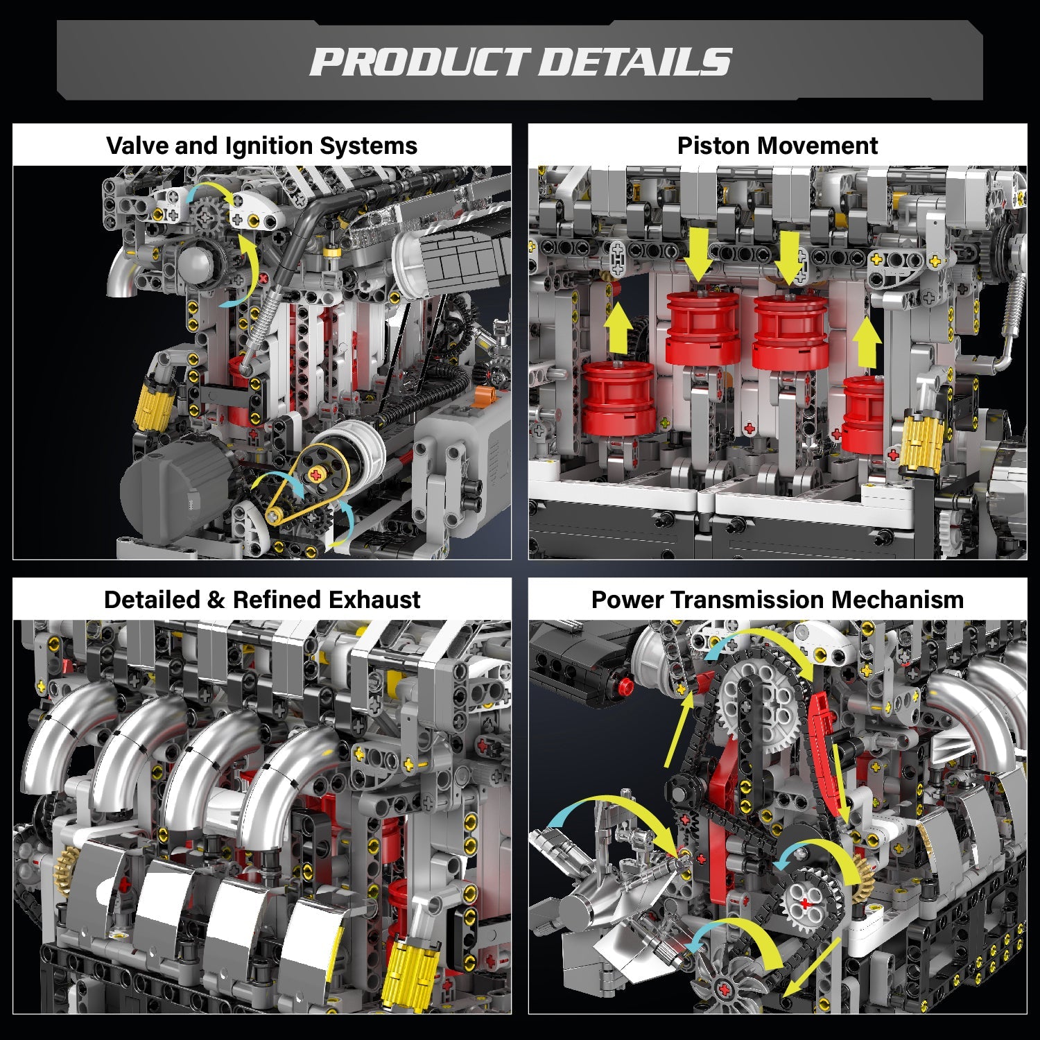 Mould King L4 Casoline Engine Building Blocks Kit - 1787Pcs