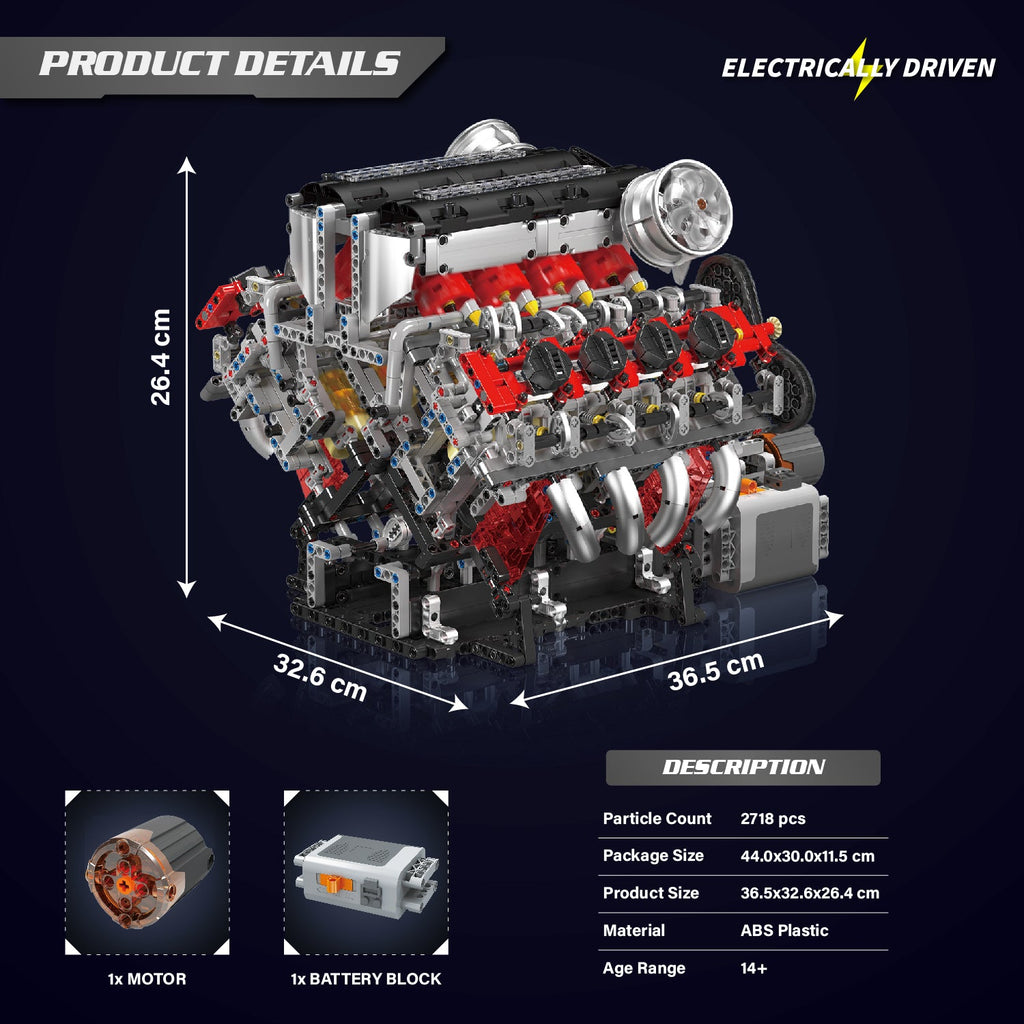 Mould King F488 3.9L V8 Engine - 2718Pcs