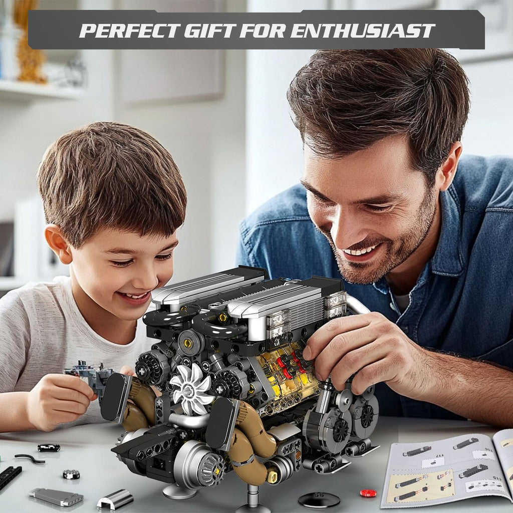 Mould King W16 Engine Building Blocks Sets (952 Pcs)- 16-Cylinder Car Engine Building Engineering Toys