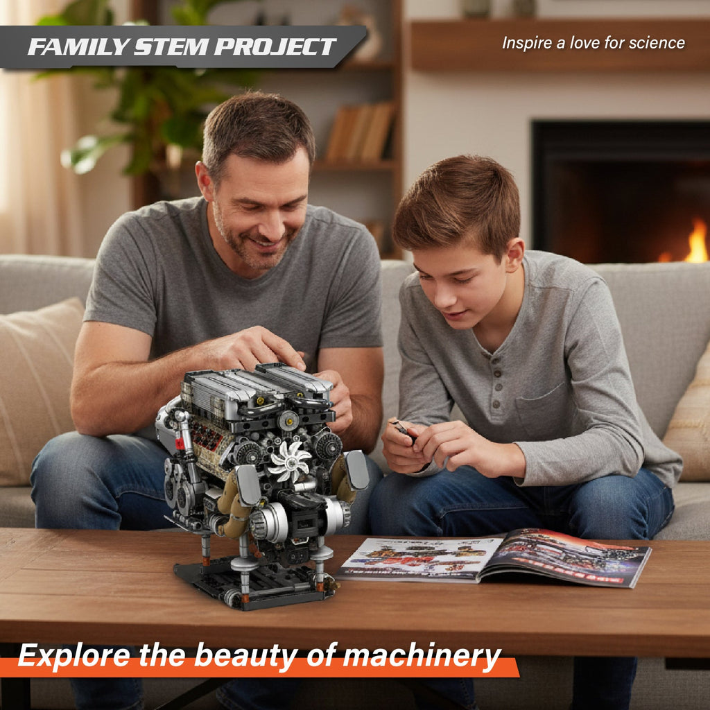 Mould King W16 Engine Building Blocks Sets (952 Pcs)- 16-Cylinder Car Engine Building Engineering Toys