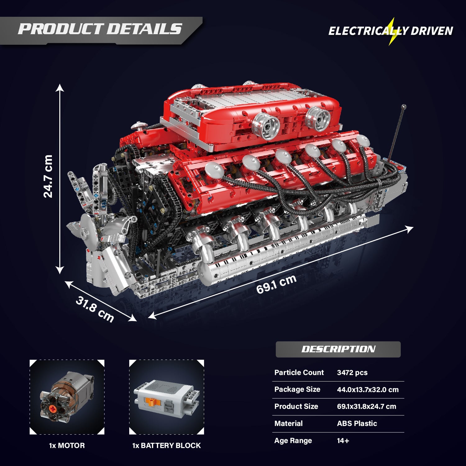 Mould King Lambo V12 Engine Building Sets - (3472 Pieces)