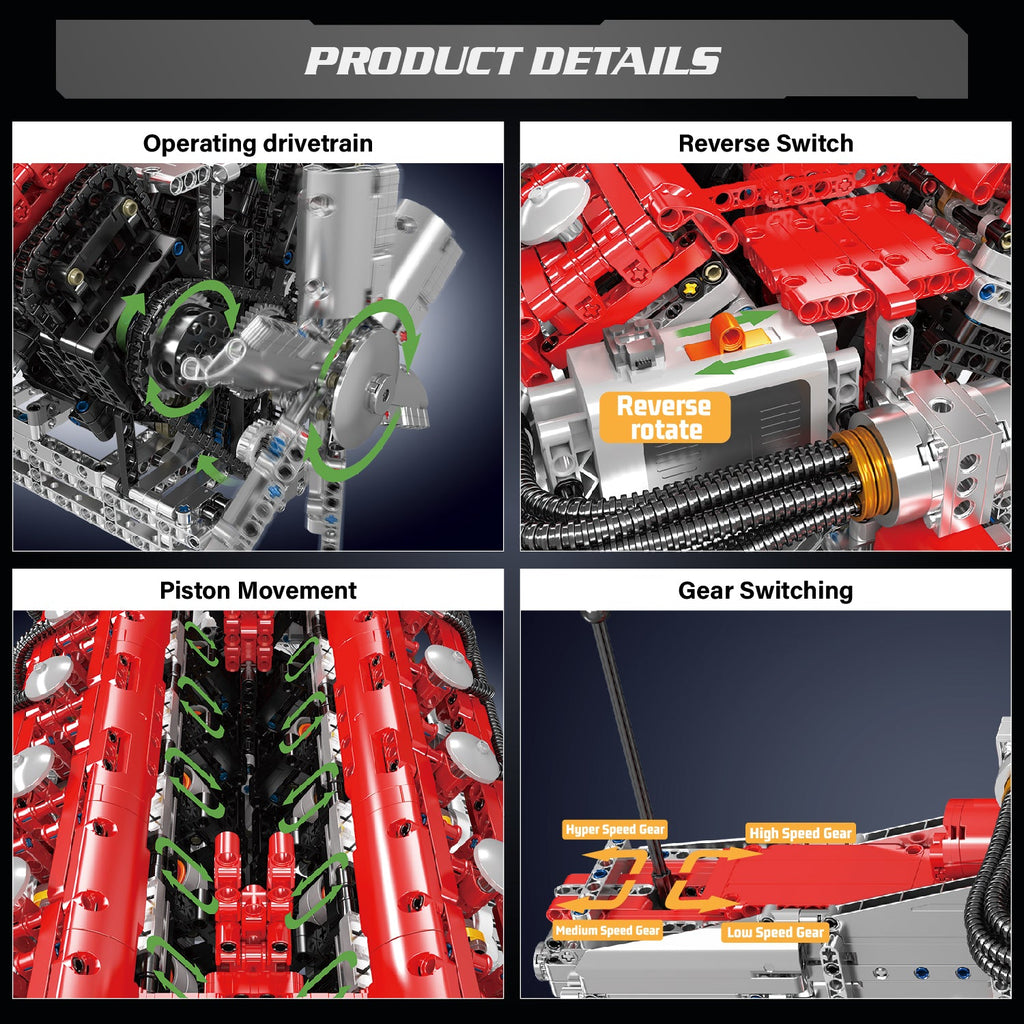 Mould King Lambo V12 Engine Building Sets - (3472 Pieces)