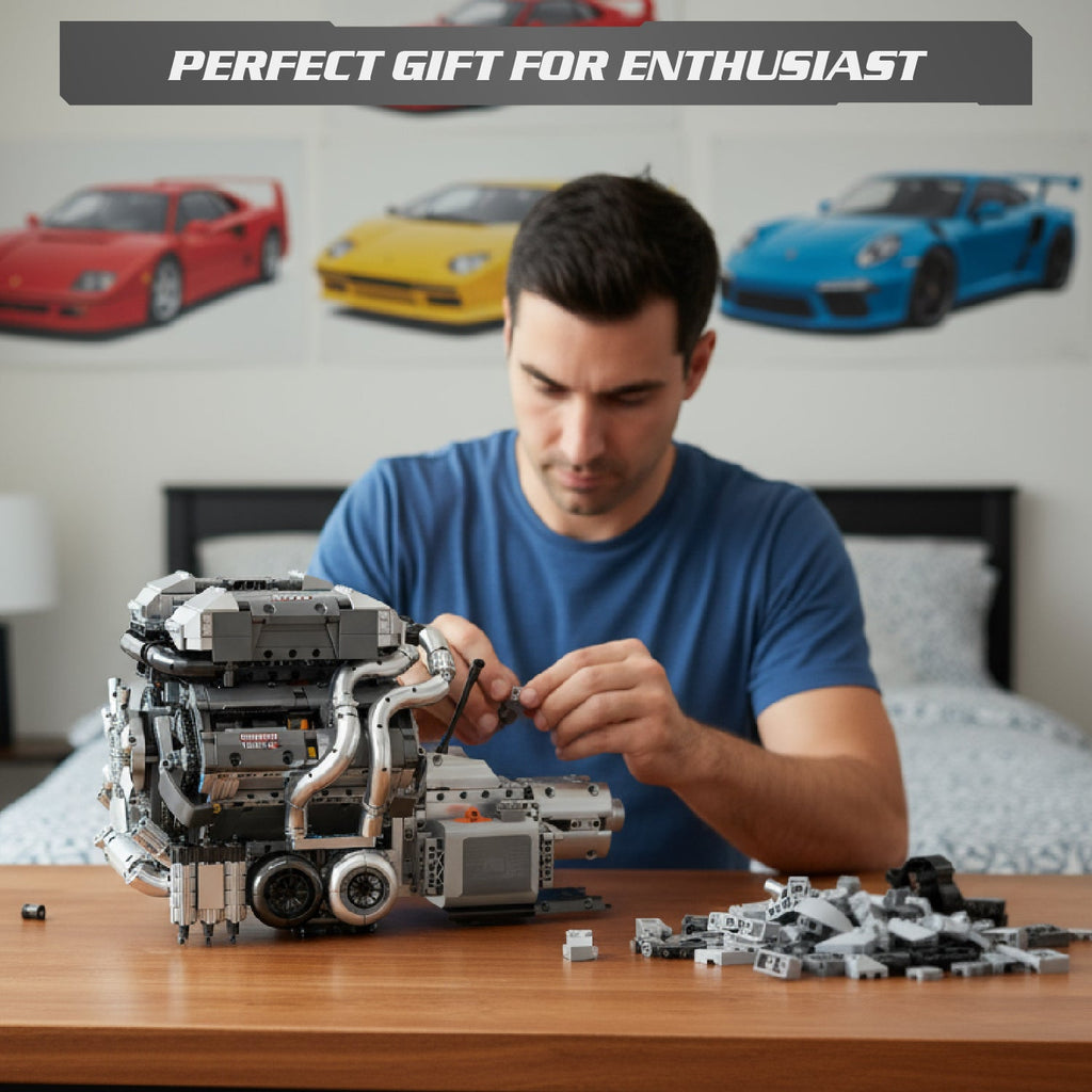 Mould King 8.0L W16 Quad Turbo Engine - 2024Pcs