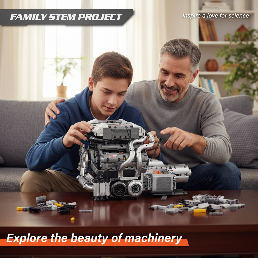 Mould King 8.0L W16 Quad Turbo Engine - 2024Pcs