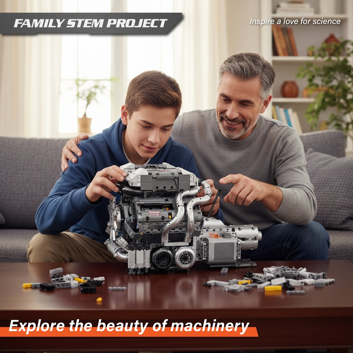 Mould King 8.0L W16 Quad Turbo Engine - 2024Pcs