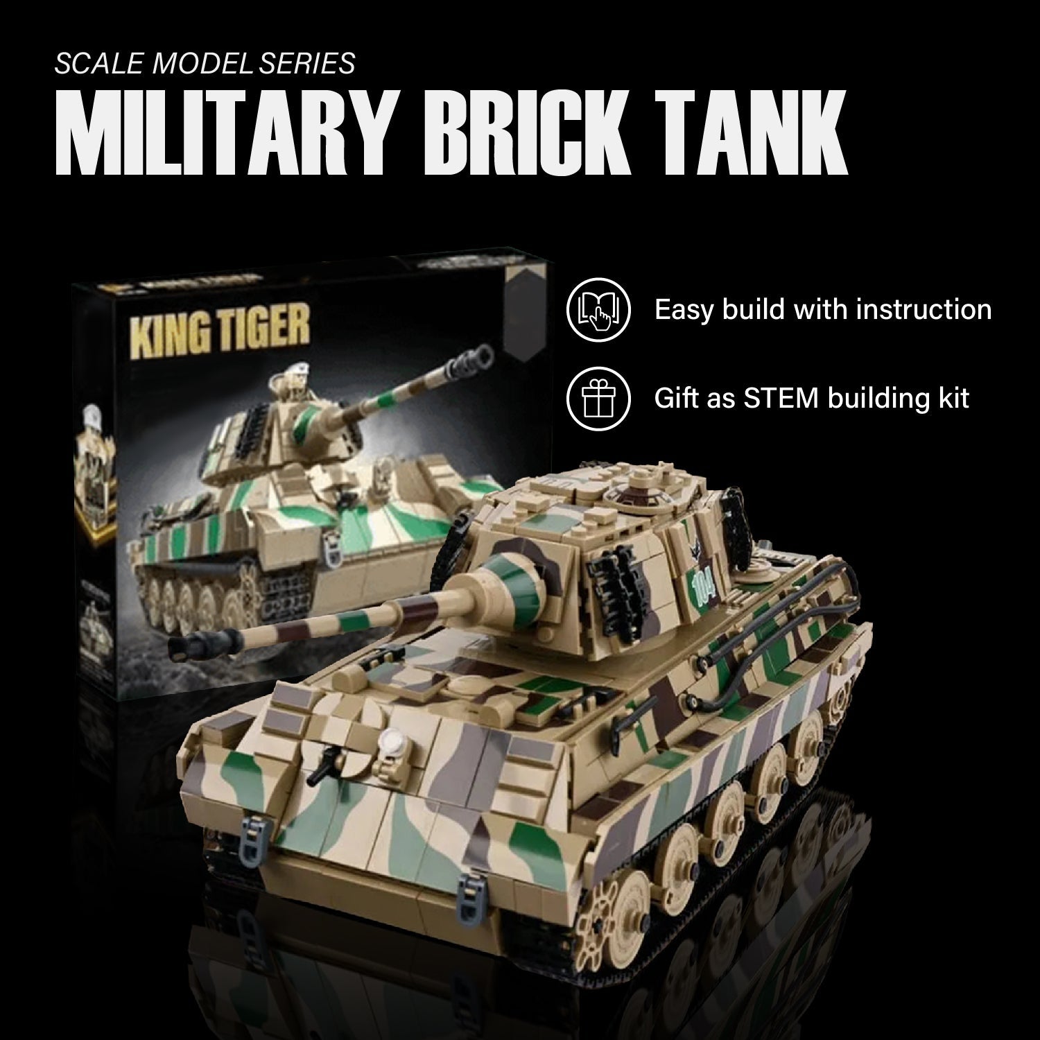 Panlos 632016 WWII King Tiger German Heavy Tank Brick