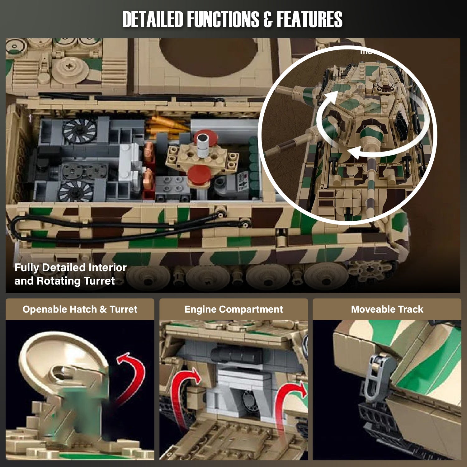 Panlos 632016 WWII King Tiger German Heavy Tank Brick